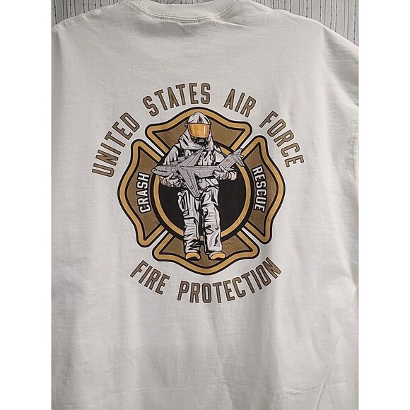 VTG USAF Fire Protection Veteran  Custom Men Back and front T-Shirt 2XL Casual - Picture 5 of 9